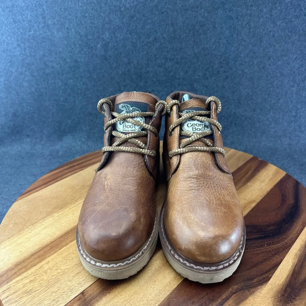 Georgia Boot Mens GB1222 5 Inch Chukka Wedge Brown Leather Boots Size 7 M